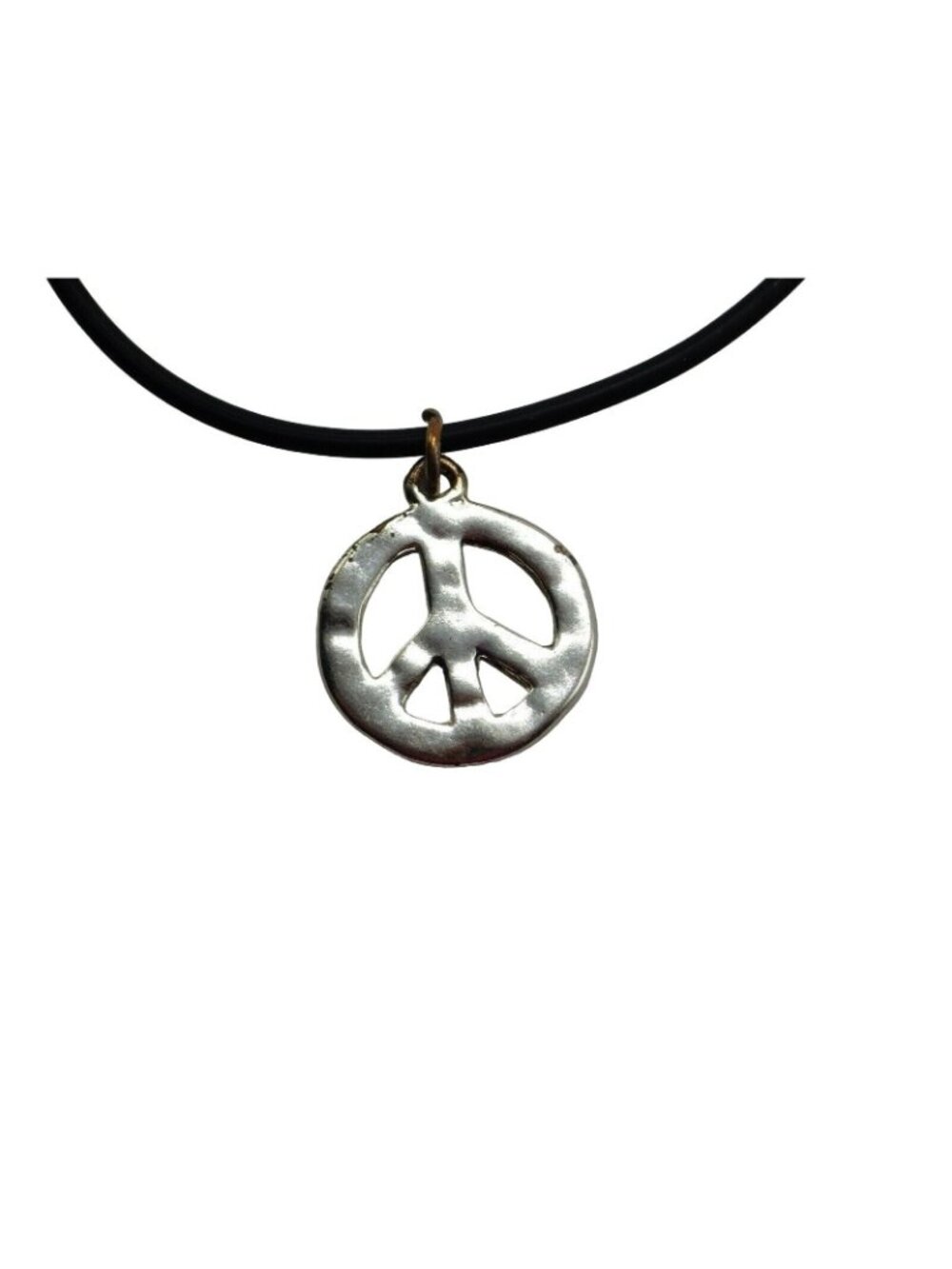 Peace Charm Bangle Bracelet Black Silver - Picture 5 of 7
